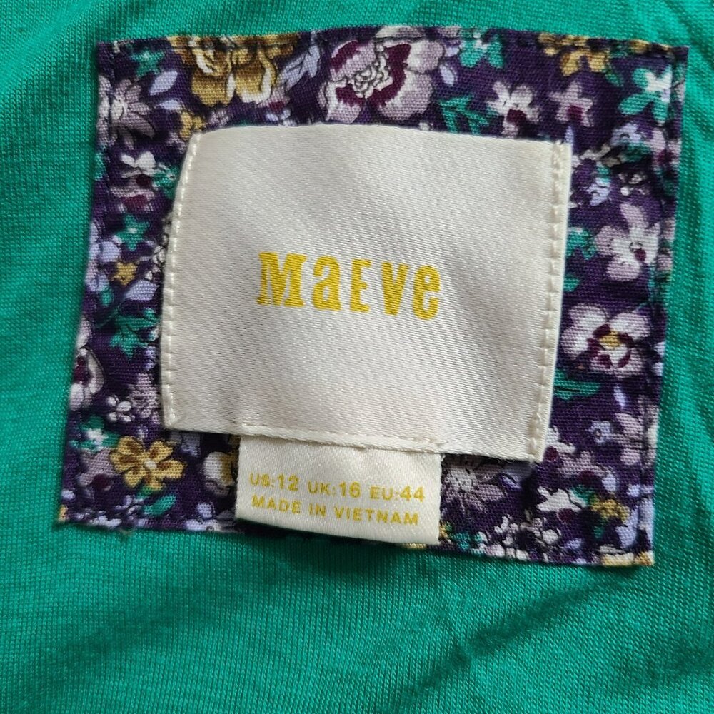 Anthropologie Maeve Emma Dress Size 12 Green Dandelion Floral Crochet Fit Flare - Picture 6 of 8